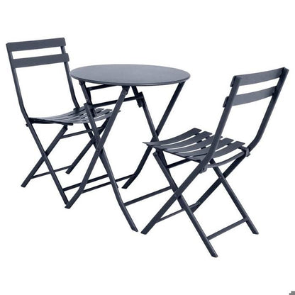 Table de jardin pliante ronde "Greensboro" vert olive 2 places en acier traité époxy - Hespéride