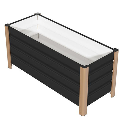 Bac de jardin surélevé en aluminium 200*80*40cm – Anti-rouille, fond ouvert, coins arrondis, Gris, 1pc