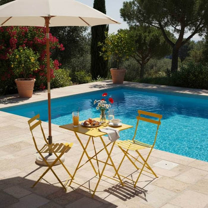 Table de jardin et 2 chaises acier 60 cm vert cactus Rome - Oviala