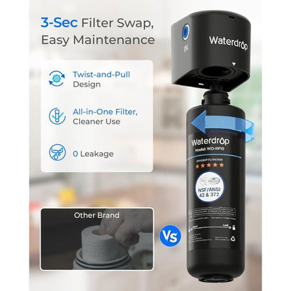 Waterdrop 10UB Système de Filtre à Eau Sous Évier avec Robinet Dédié, 11K Gallons de Filtration D'eau de Grande Capacité
