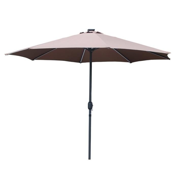 MANAROLA - Parasol circulaire 3m droit avec LED marron en aluminium