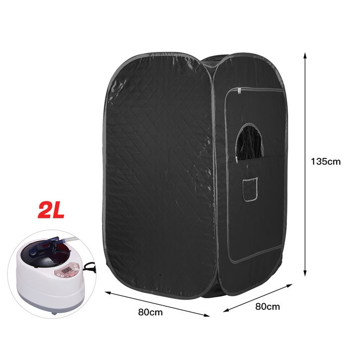 OHMG-Cuiseur Vapeur Portatif Pour Sauna Domestique-Fumoir À Vapeur-Avec Tabouret Pliant-Régulation Température Programmée-Rouge