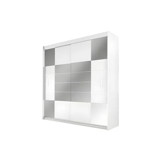Armoire 2 portes coulissantes - Avec miroir - L203 cm - Blanc - ROVINJA