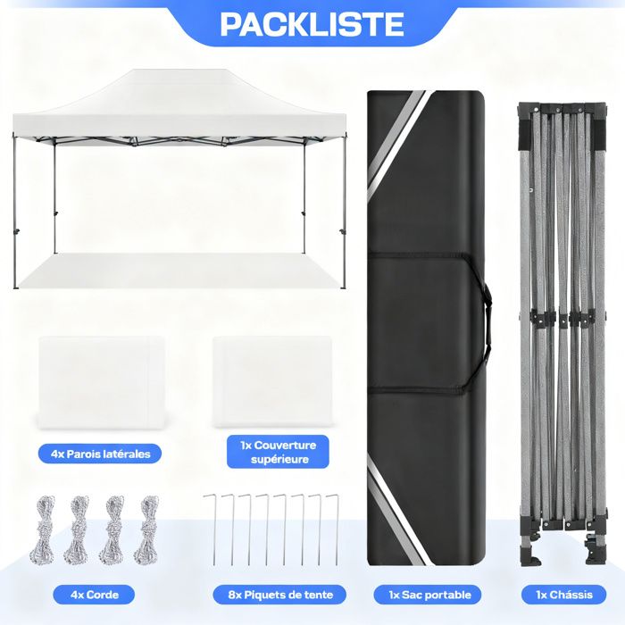 Tonnelle pour Plage Terrasse Camping- Blanc