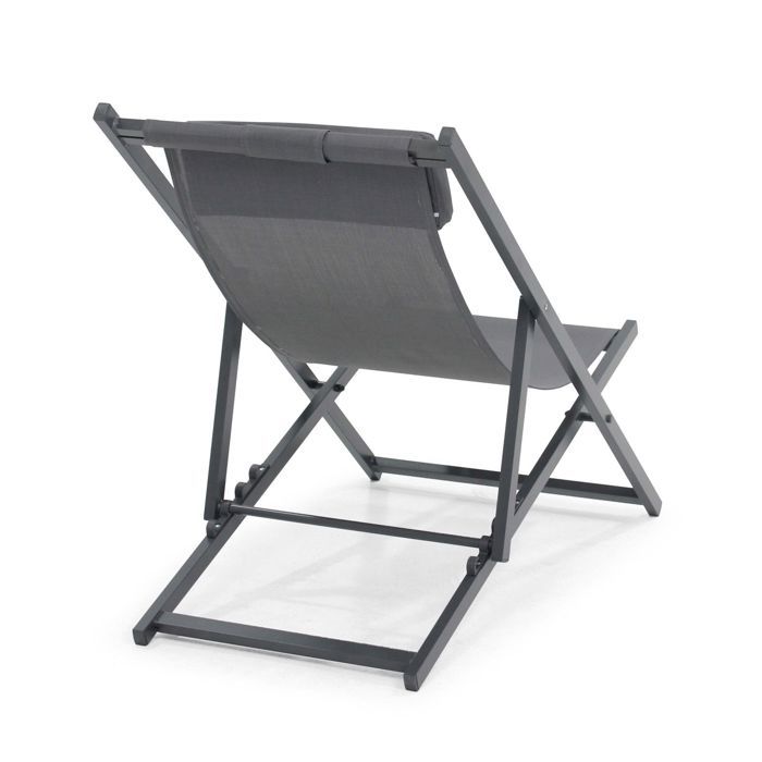 Lot de 2 transats en aluminium anthracite Santiago - Oviala