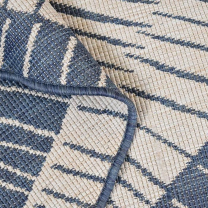 Tapis rond d'extérieur, kilim reversible Ø120cm LYN2 B ROND REVERSIBLE orange et crème
