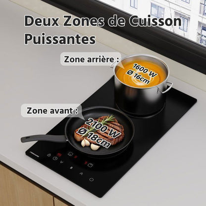 Plaque Induction FIREGAS 60 cm – 3 Foyers, 7400 W, Chauffage Rapide, Design Moderne, Haute Performance