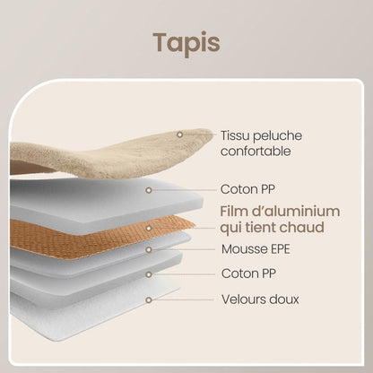 Arbre à Chat avec Couvertures Douces, 2 Brosses pour Chat, Grandes Plateformes, Marron