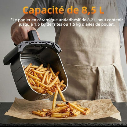 Friteuse sans Huile 12L - Panier Flexible - Écran LED - Cuisson 360° Sans Huile - 10 Programmes - Fenêtre transparente - Air fryer