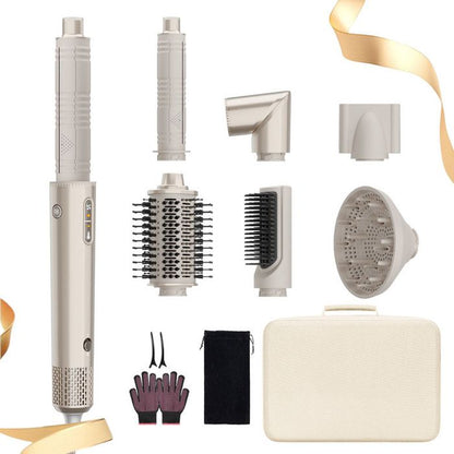 Brosse Soufflante Multifonction à haute vitesse 7 en 1 1400W | Ionique & NTC | Lisseur & Boucleur Auto | 12 Modes | Or Champagne