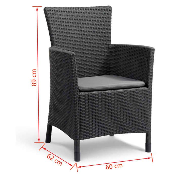 Lot de 6 fauteuils de jardin - Allibert by KETER - BELLA - En résine - Coloris : gris graphite - Empilable