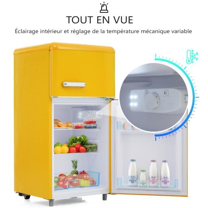 Réfrigérateur rétro - LANGTU - Retro 60L - 2 portes - Congélateur 22 L - 46 dB