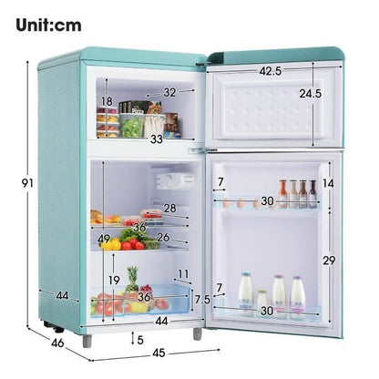 Réfrigérateur rétro - LANGTU - Retro 60L - 2 portes - Congélateur 22 L - 46 dB
