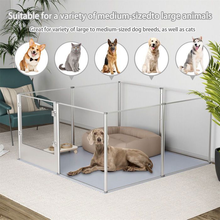 Parc pour Petits Animaux Enclos Lapin Intérieur Rongeur Chiot Cochon d'Inde - 6 Panneaux - 124x63x40cm