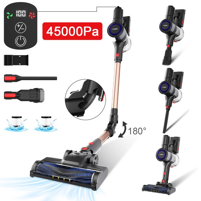 Aspirateur balai - STANEW - 45000Pa/550W - Pliable 180° - 40 min autonomie - Brosse anti-emmêlement