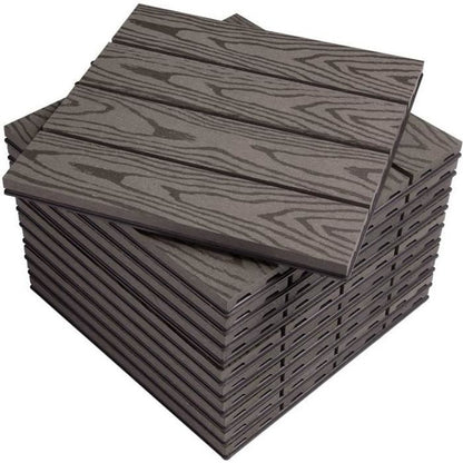 WOLTU Carrelage de sol Dalle WPC 30x30cm,pour jardin terrasse en composite bois-plastique,Café(22 pièces-2 m²)GTF002hco-2