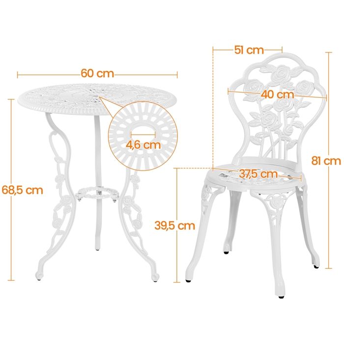 Yaheetech Ensemble de Table et Chaise Salon de Jardin Balcon Kit de Bistro 2 Chaise 1 Table en Alliage Aluminium Bronze