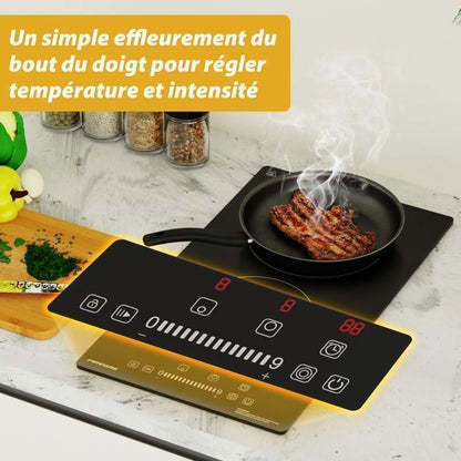 Plaque de Cuisson Vitrocéramique FIREGAS - 4 zones 7200W - L59 x P52 cm - Noir
