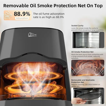 UTEN Air Fryer Sans Huile 5.5L 2000W,Friteuse à Air avec Écran Tactile LED,14 Programmes et Fenêtre Visible,Cuisson Rapide et Saine