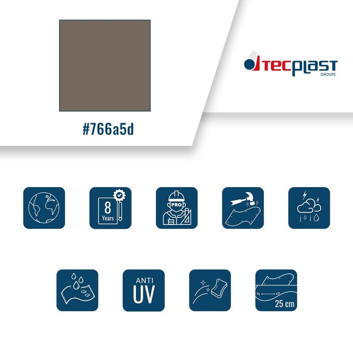 TECPLAST Bâche pour Carport 2,5x3 m LP640CP Taupe - Garantie 8 ans - Toile PVC étanche pour abri de voiture