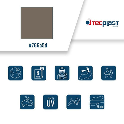 TECPLAST Bâche pour Carport 2,5x3 m LP640CP Taupe - Garantie 8 ans - Toile PVC étanche pour abri de voiture