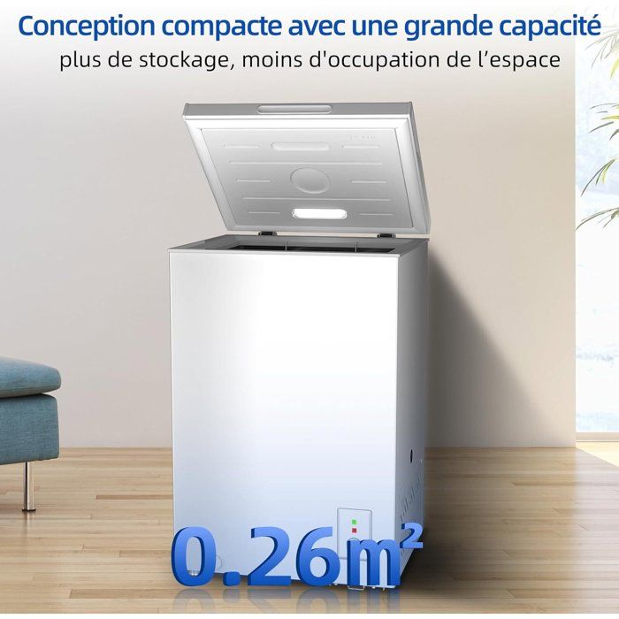 Congélateur coffre CHiQ 99L,congélation 4 étoiles,grille métallique, porte stationnaire,Faible bruit,Blanc FCF98DE 2023