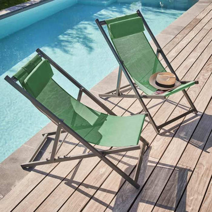 Lot de 2 transats en aluminium anthracite Santiago - Oviala
