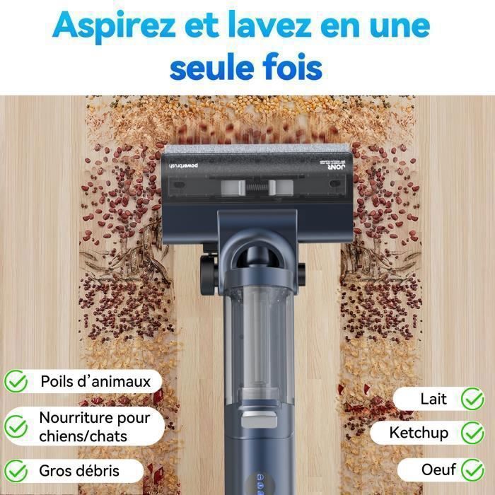 Aspirateur Laveur Sans Fil-JONR ED12 Pro,Aspirateur sans Fil 4 en 1,Autonettoyage 70°C,Séchage à air chaud 80°C,40 Mins (230 m²)