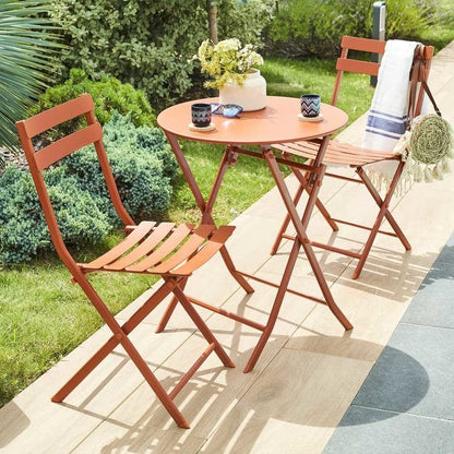 Table de jardin pliante ronde "Greensboro" vert olive 2 places en acier traité époxy - Hespéride