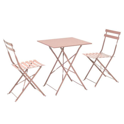 Table de jardin et 2 chaises acier 60 cm vert cactus Rome - Oviala