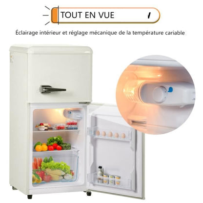 Réfrigérateur rétro - LANGTU - Retro 60L - 2 portes - Congélateur 22 L - 46 dB