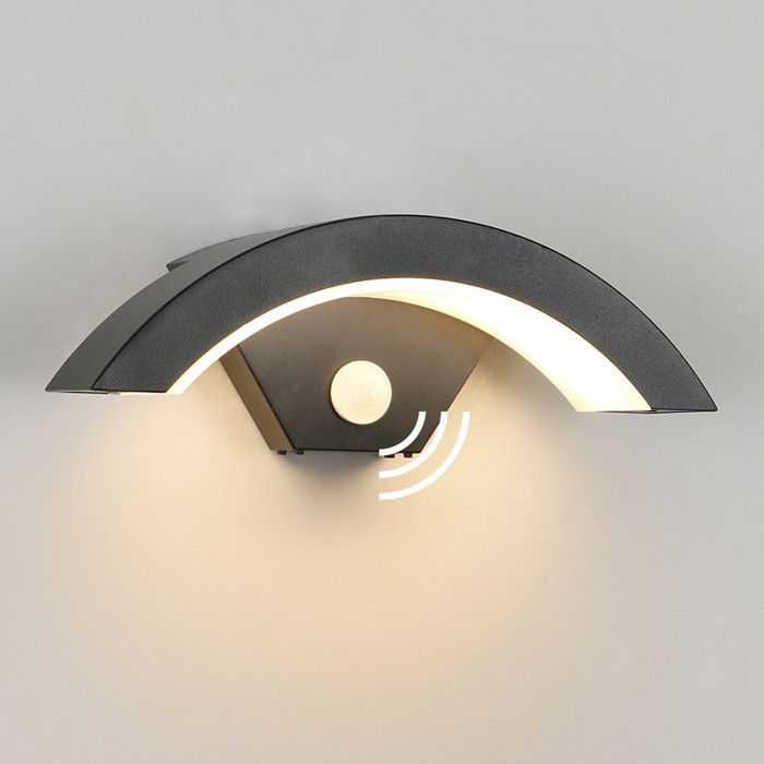 DELIPOP Applique Murale Extérieure LED 24W - Capteur Lumineux, Étanche IP65, 6500k Lumière Blanche pour Jardin（Paquet de 2）- Noir