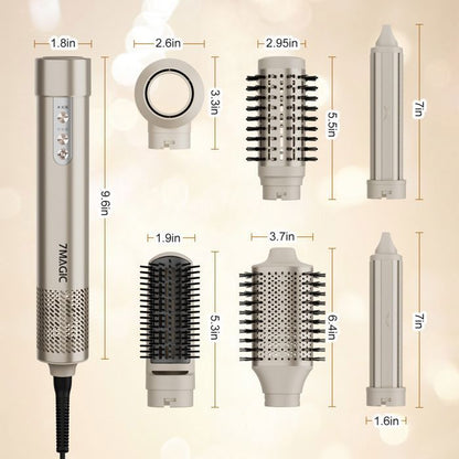 Brosse soufflante haute vitesse - MCURO - 6 en 1 1500W - 3 Vitesses & 3 Températures - Thermostat intelligent - Soin Cheveux - Gris