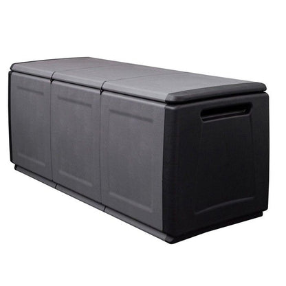 Coffre de rangement 330L Gris/Noir 138 x 53 x H57cm Poignées de transport polypropylène INTEC