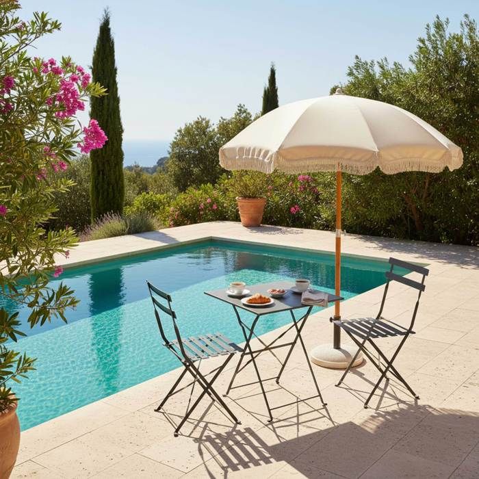 Table de jardin et 2 chaises acier 60 cm vert cactus Rome - Oviala
