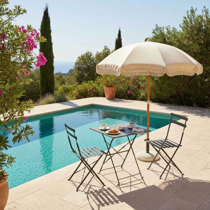 Table de jardin et 2 chaises acier 60 cm vert cactus Rome - Oviala