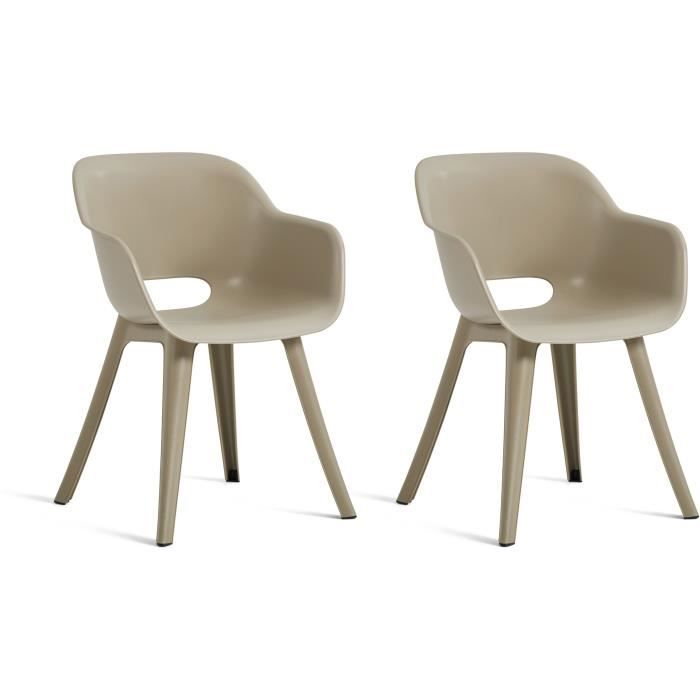 Chaises de jardin - KETER - AKOLA - Lot de 2 en résine - Gris olive - Dossier ergonomique