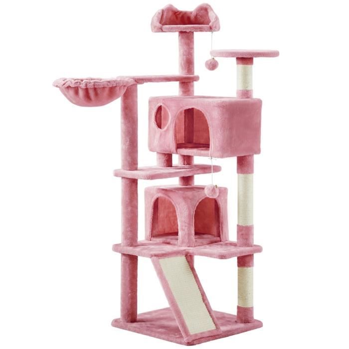 Yaheetech Arbre à Chat Chatons Grattoir Griffoir avec 3 Plateformes/2 Niches/Poteaux en Sisal 49,5 x 49,5 x 137 cm Gris foncé