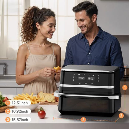 Friteuse Sans Huile Vulcanterre Airfryer 8019D 10L (2x4,5L Double Cuves Amovibles) 2000W Cuisson Saine Multifonction