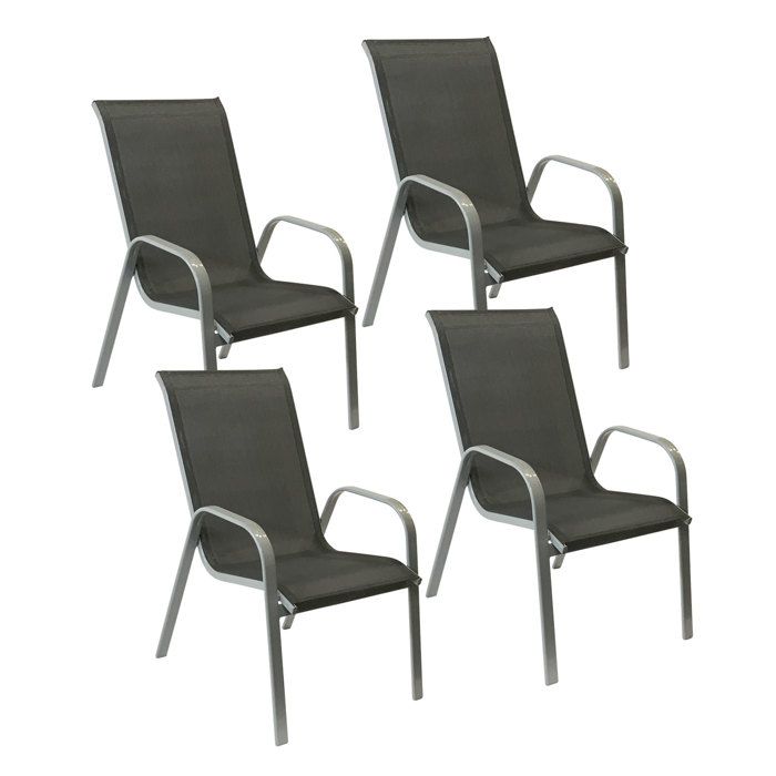 Lot de 4 chaises MARBELLA en textilène gris - aluminium gris anthracite