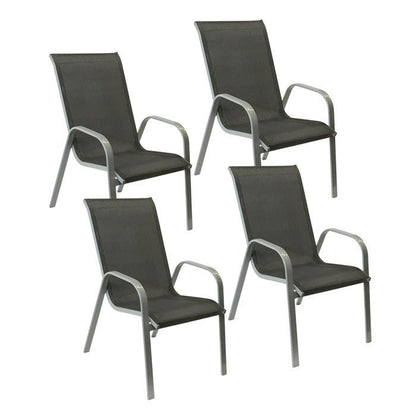 Lot de 4 chaises MARBELLA en textilène gris - aluminium gris anthracite