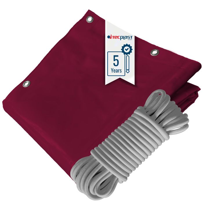 TECPLAST Pack Toile Pergola Rouge Bordeaux 3x4 m + Sandow Gris 20m - Bâche Pergola prête à poser LP506PR Garantie 5 ans