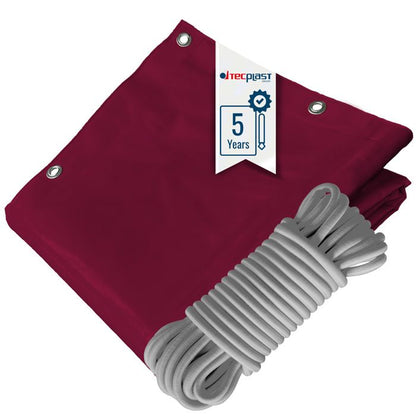 TECPLAST Pack Toile Pergola Rouge Bordeaux 3x4 m + Sandow Gris 20m - Bâche Pergola prête à poser LP506PR Garantie 5 ans