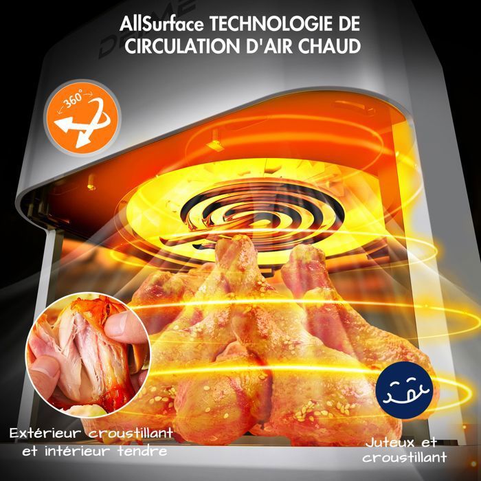 DEIME Air Fryer 6.5L+3.5L - Friteuse sans Huile 10L - Double cuve - 10 Programmes de cuisson - 2800W - Noir
