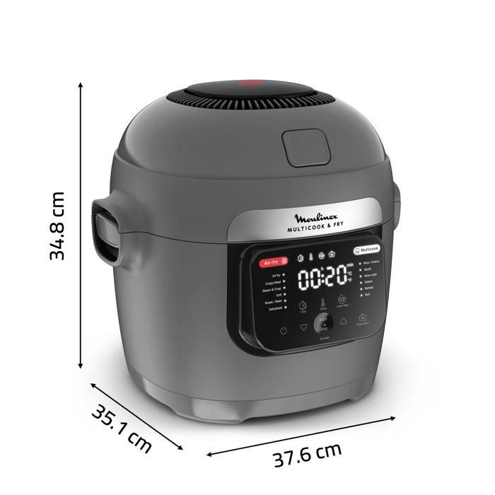 Moulinex Multicook & Fry, Multicuiseur et air fryer intégré, 12 programmes, Cuisson sur 2 niveaux, Capacité 6L, MZ730BF0