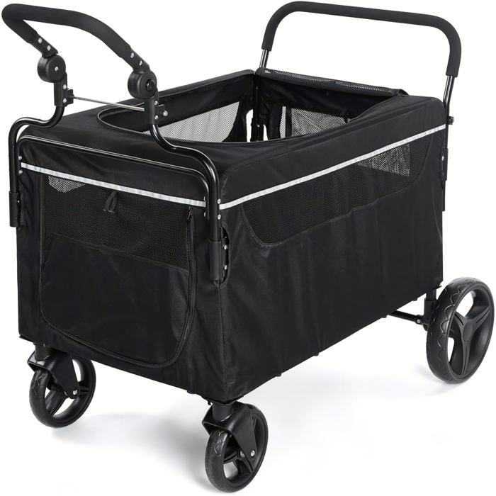 Chariot- Poussette Pliable pour Chiens de Grande et Moyenne Taille + Rampe d’Accès – le Camping et les Promenades en Plein Air