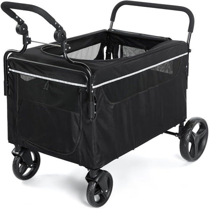 Chariot- Poussette Pliable pour Chiens de Grande et Moyenne Taille + Rampe d’Accès – le Camping et les Promenades en Plein Air
