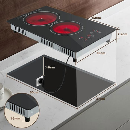 Plaque Vitrocéramique 4 Feux Encastrable,Sndoas 60cm Table de Cuisson,9 Niveaux de Puissance, Minuteur Intégré,6700W