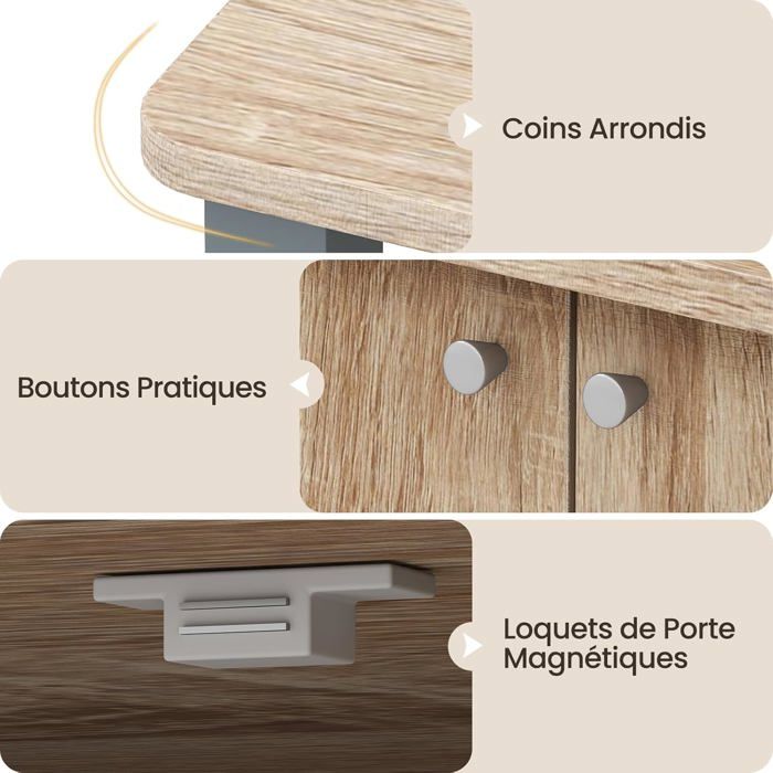 Meuble pour Micro Onde Étagère de Cuisine pour Four en Bois avec 3 Couches Roues 60 x 40 x 98 CM Noir