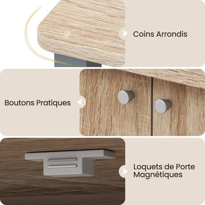 Meuble pour Micro Onde Étagère de Cuisine pour Four en Bois avec 3 Couches Roues 60 x 40 x 98 CM Noir
